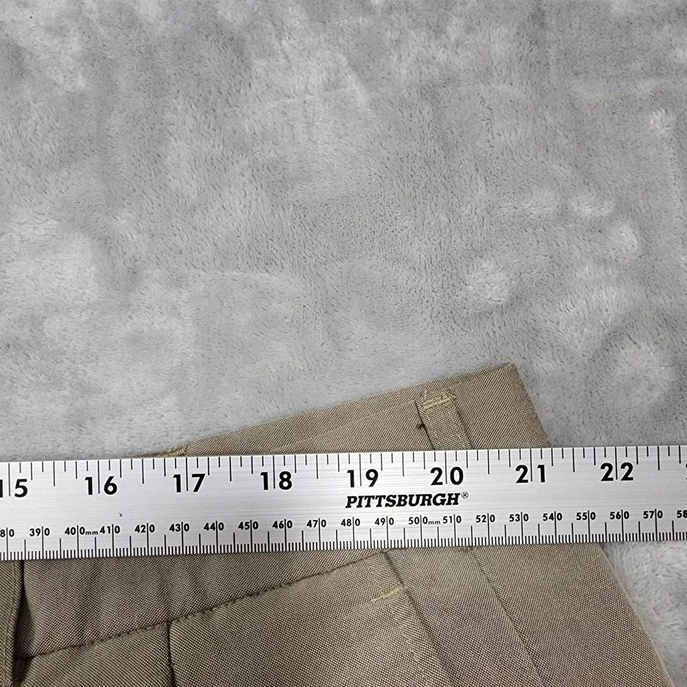 Perry Ellis Portfolio Pants Mens 40x32 Beige Pleated Straight Cuffed Office
